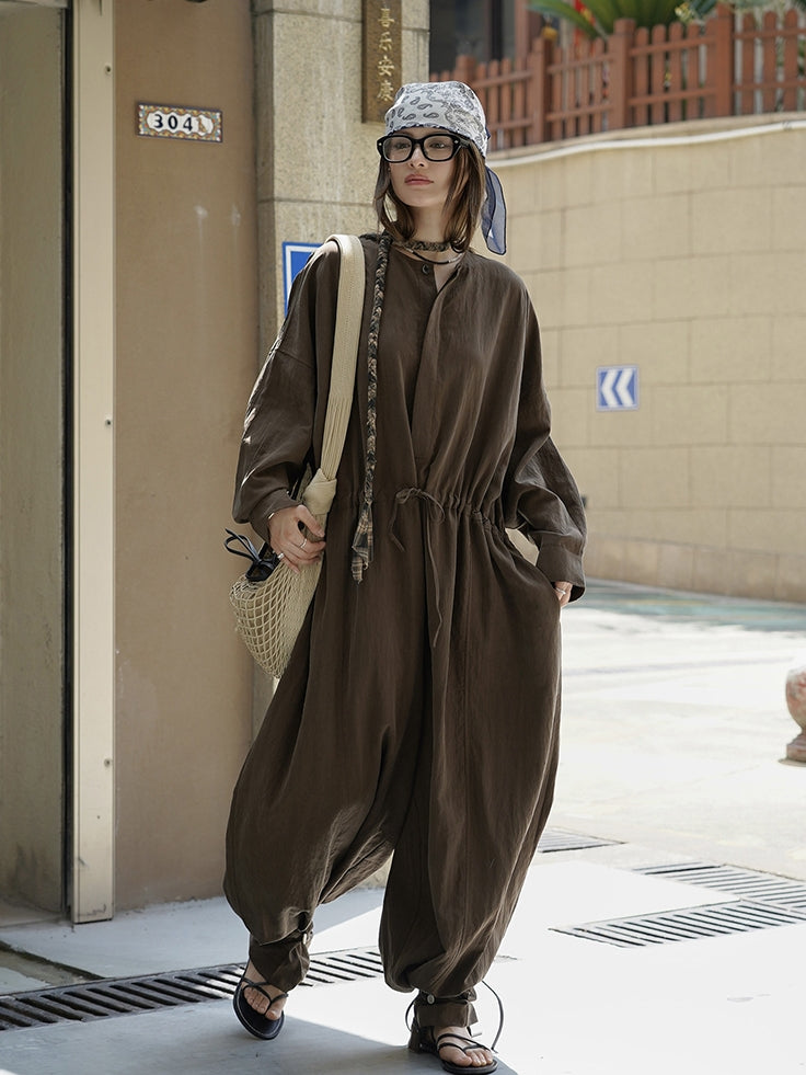Waist Drawstring Jumpsuit_BDHL7533