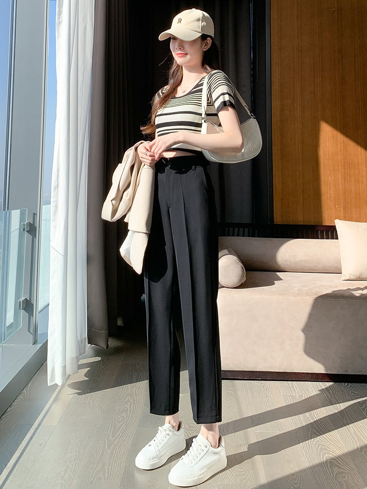 Elasticated Black Suit Pants_BDHL7212