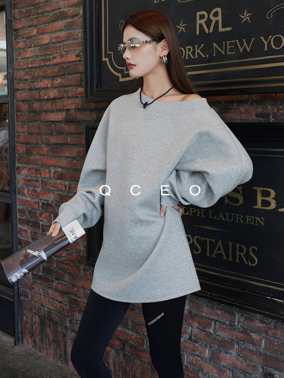 Loose One-Shoulder Sweatshirt_BDHL7743