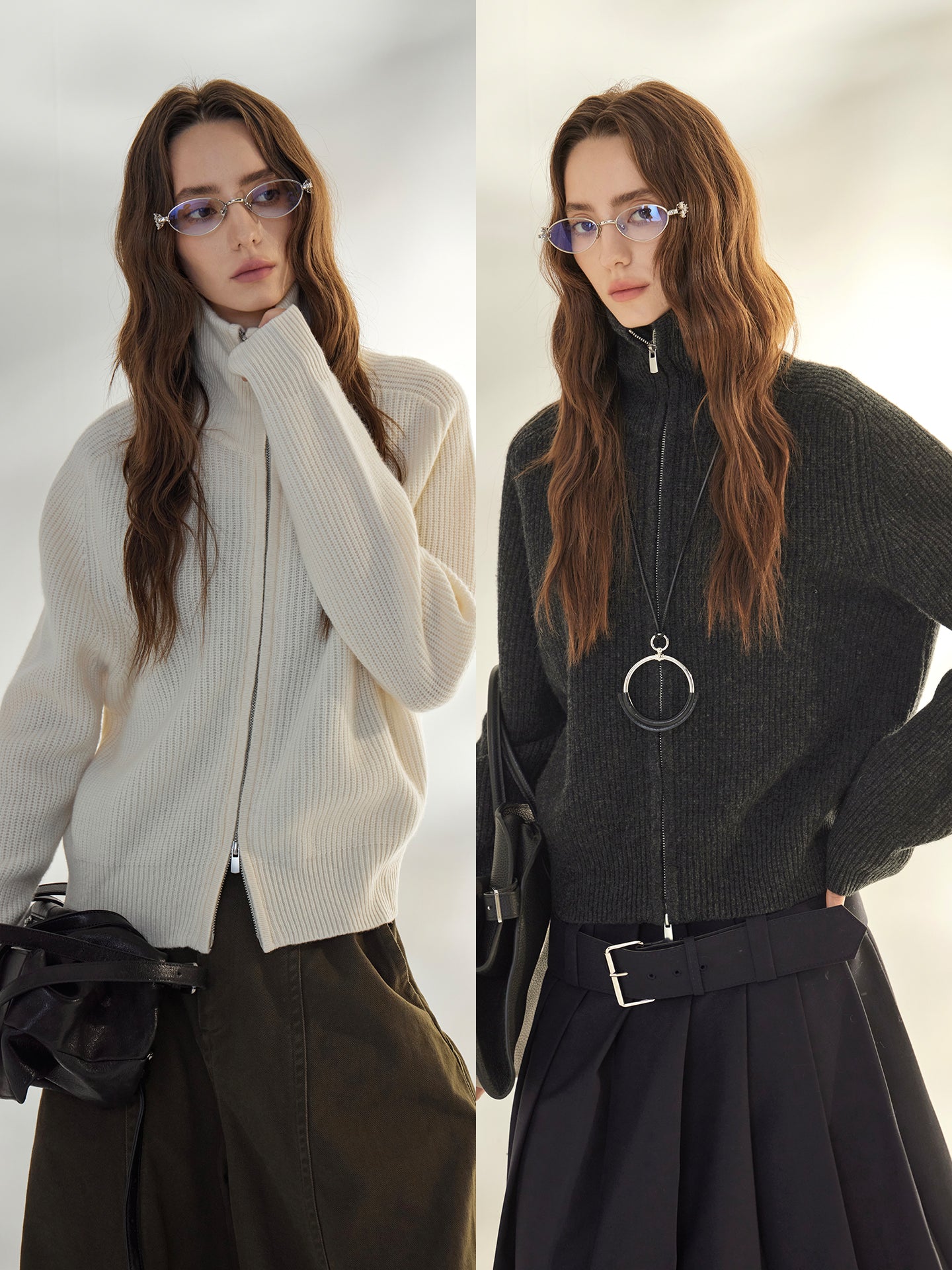 雙拉鍊立領開襟衫_BDHL7689