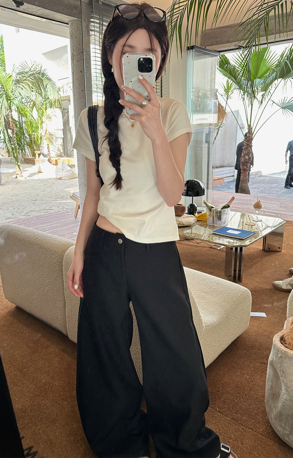 Black Casual Mop Pants_BDHL7137