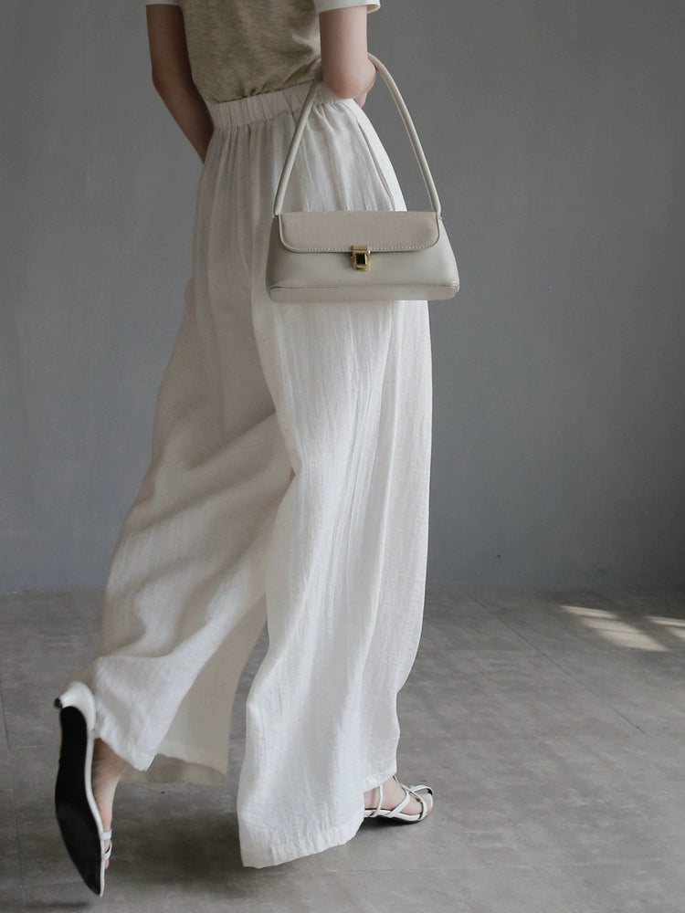 Loose Fit High-Waist Linen Blend Slacks_BDHL7311