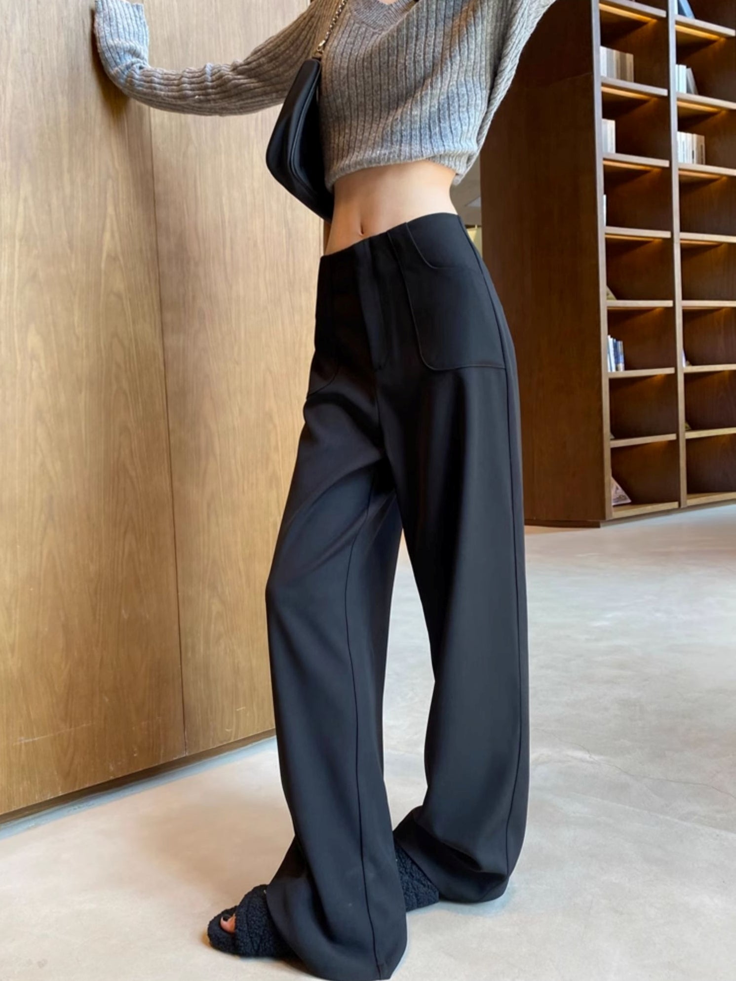 高腰垂墜寬褲_BDHL7124