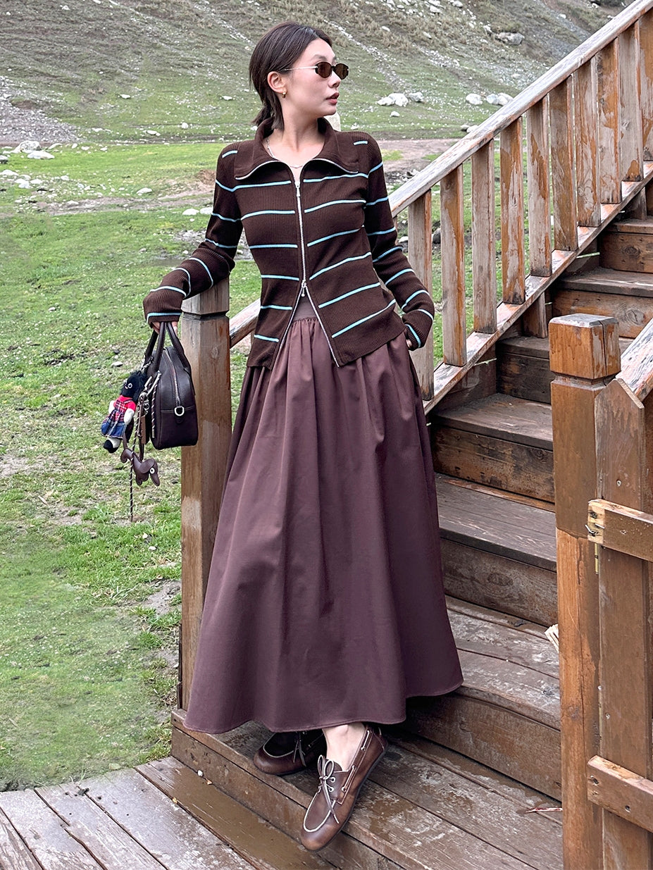 條紋拉鍊針織開襟衫_BDHL7660