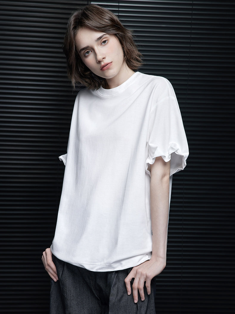 設計袖白色T卹_BDHL7608