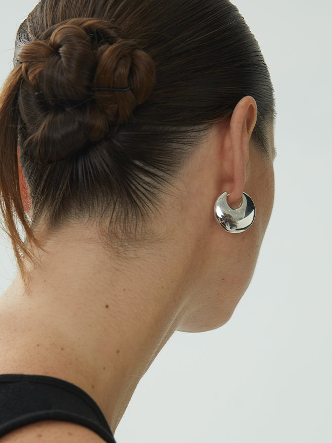 Round Silver Pierced Earrings_BDHL7463