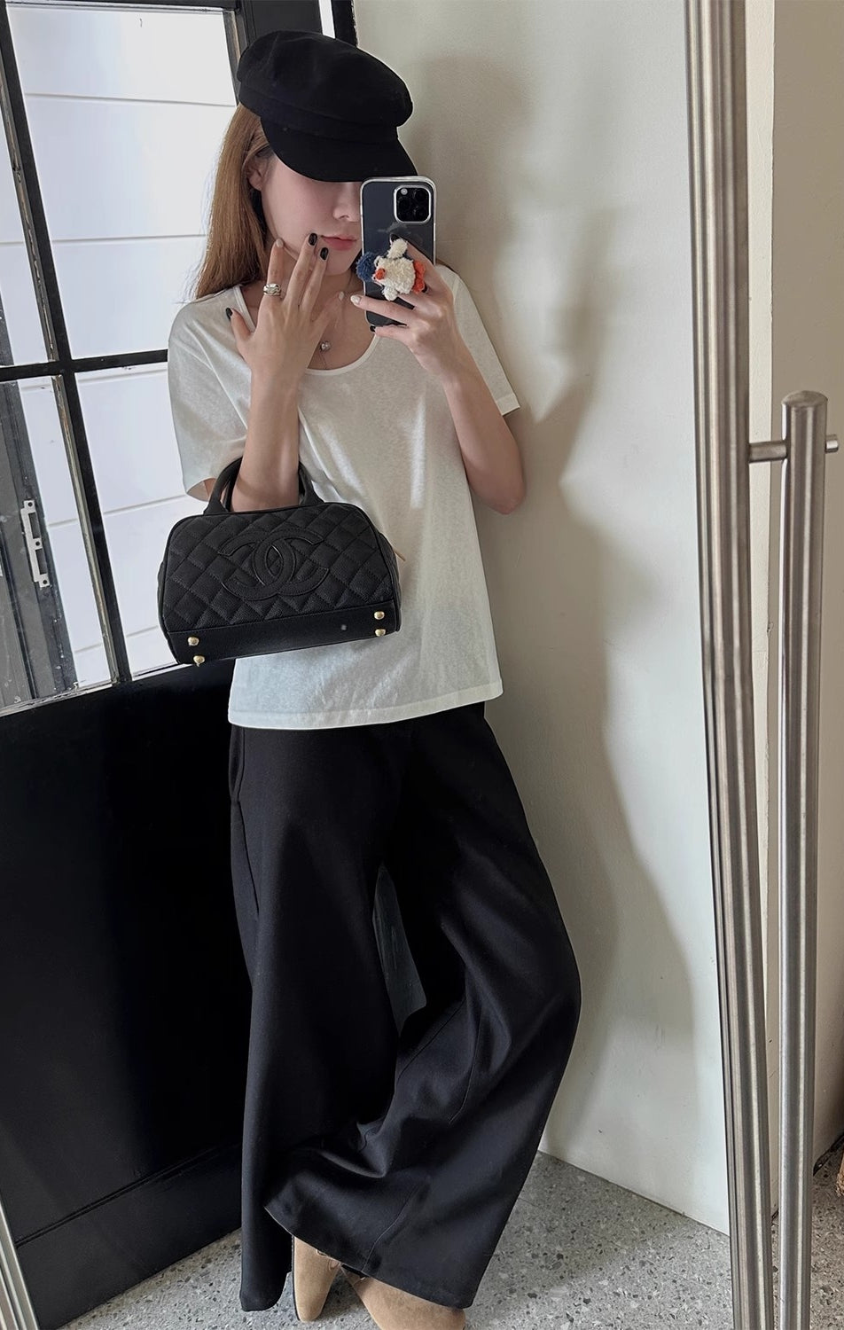 Black Casual Mop Pants_BDHL7137