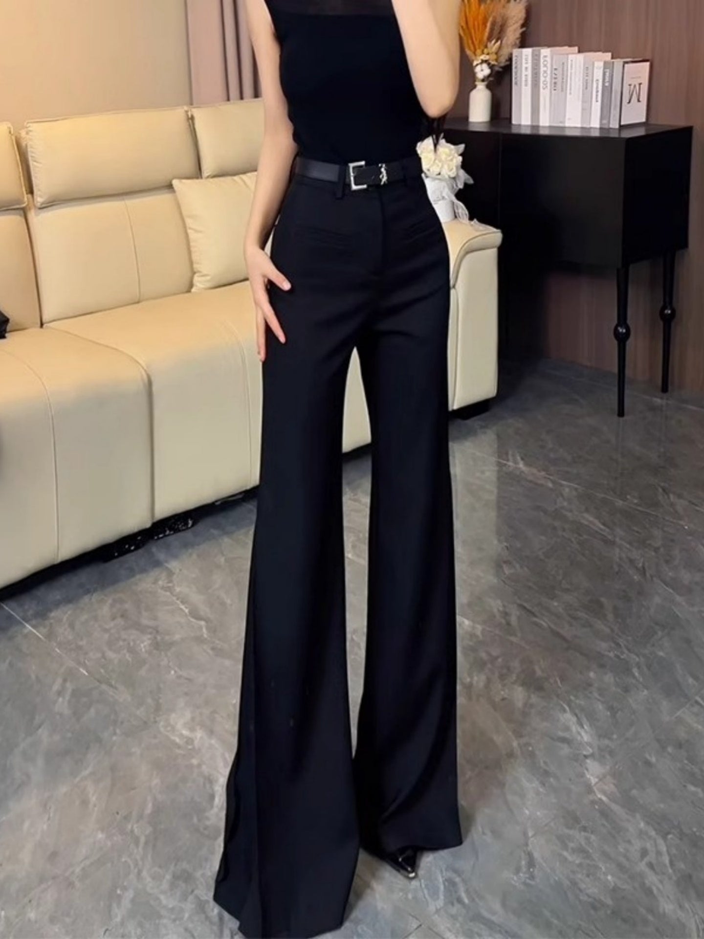 High-Waisted Flared Suit Pants_BDHL7803