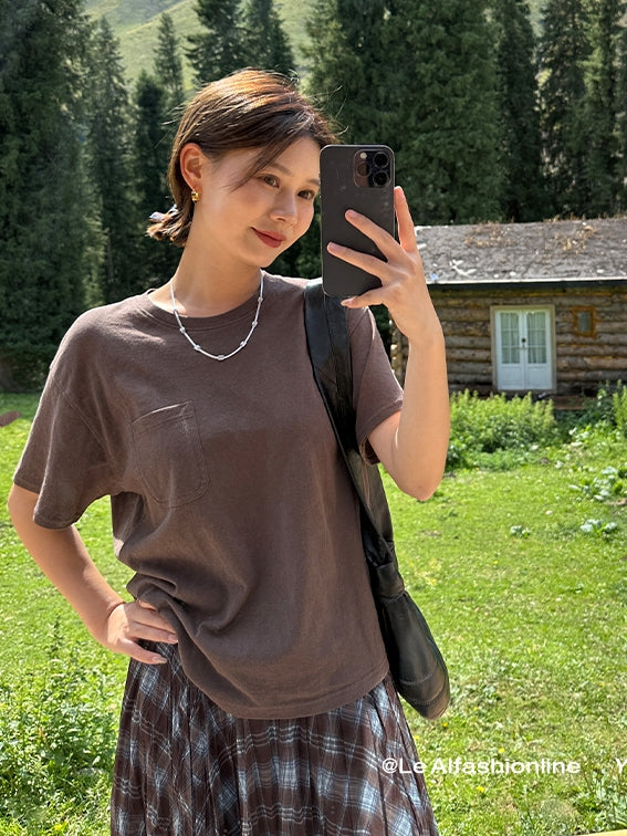 不規則格紋A字裙_BDHL7662