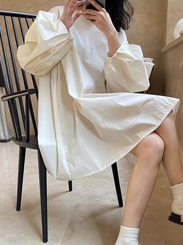 Puff Sleeve A-Line Dress_BDHL7379