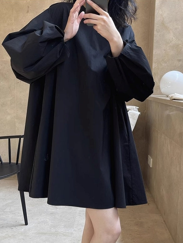Puff Sleeve A-Line Dress_BDHL7379