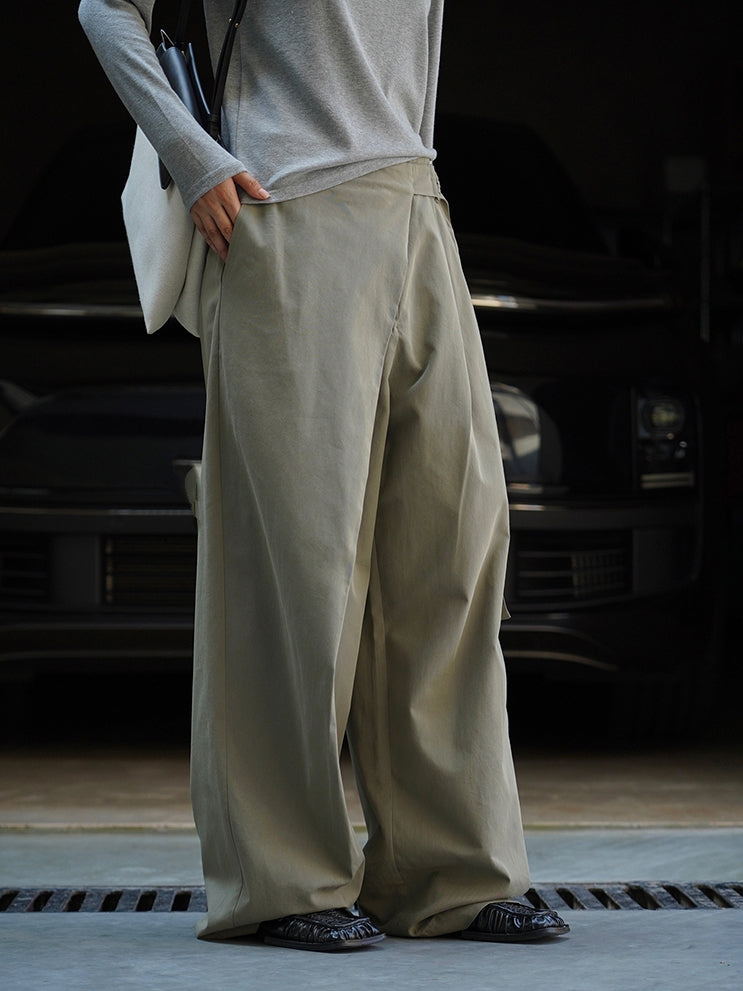 Diagonal-Belt Wide-Leg Pants_BDHL7769