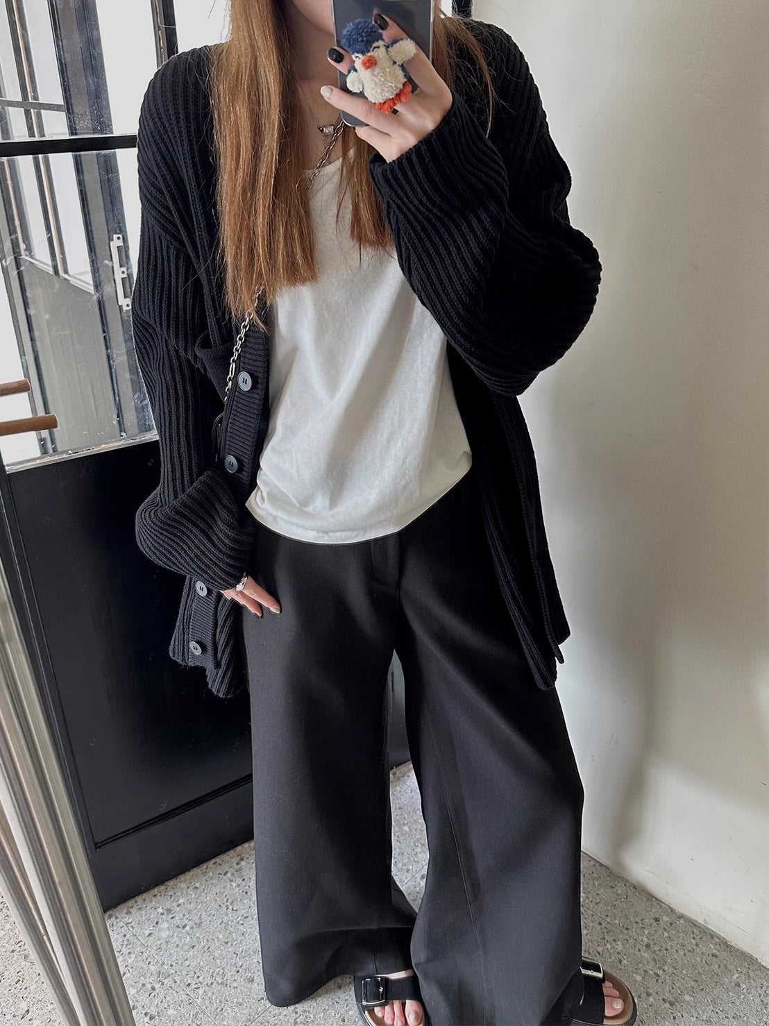 Black Casual Mop Pants_BDHL7137