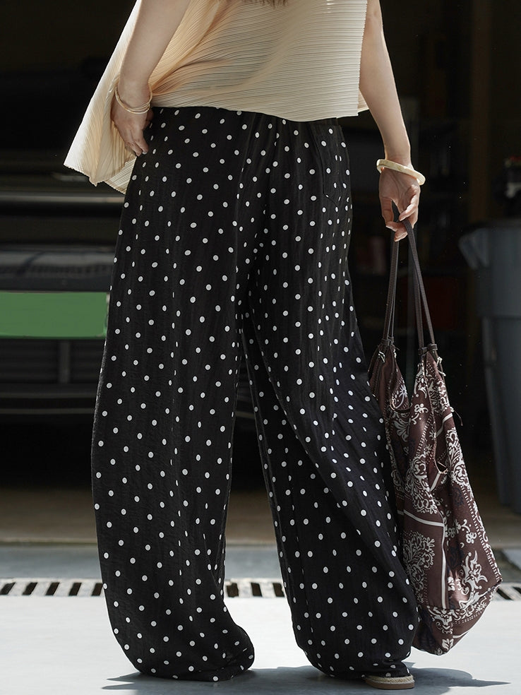 Polka-Dot Wide-Leg Draped Pants_BDHL7531