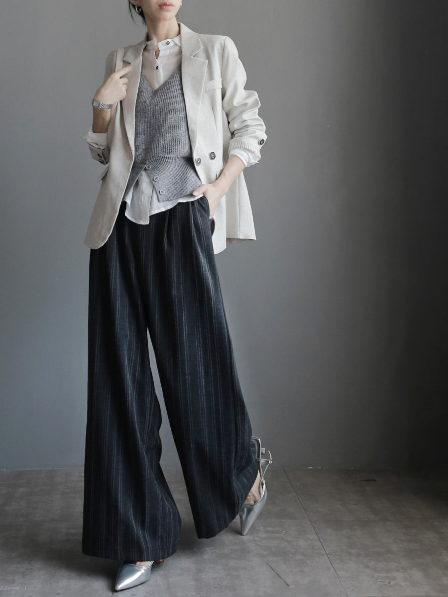 條紋垂墜西裝寬褲_BDHL7767