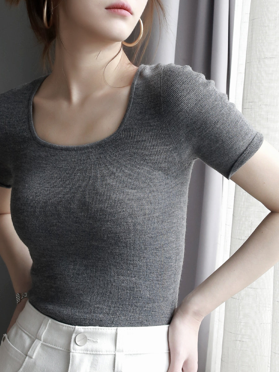 修身短袖針織上衣_BDHL7266