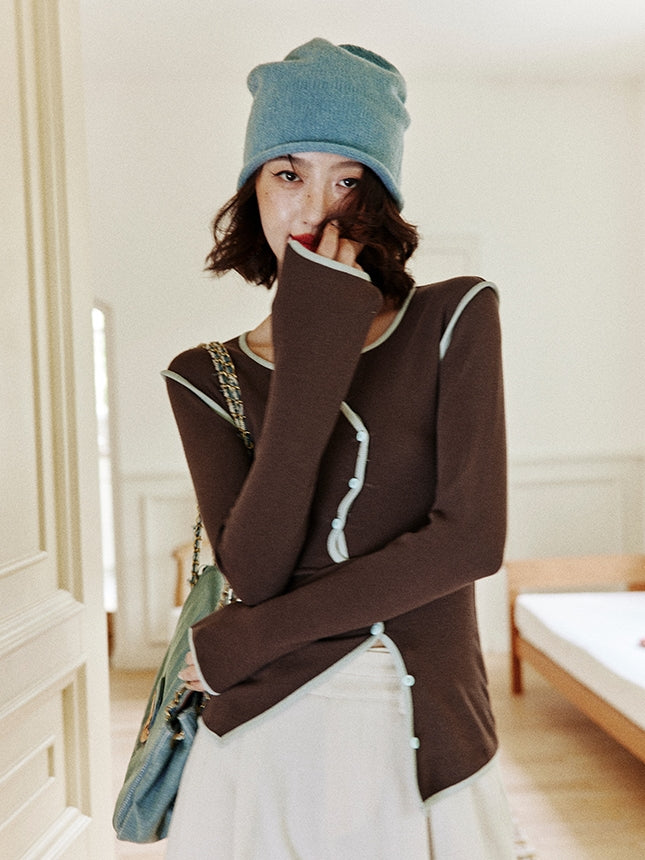 撞色S型開襟衫_BDHL7755