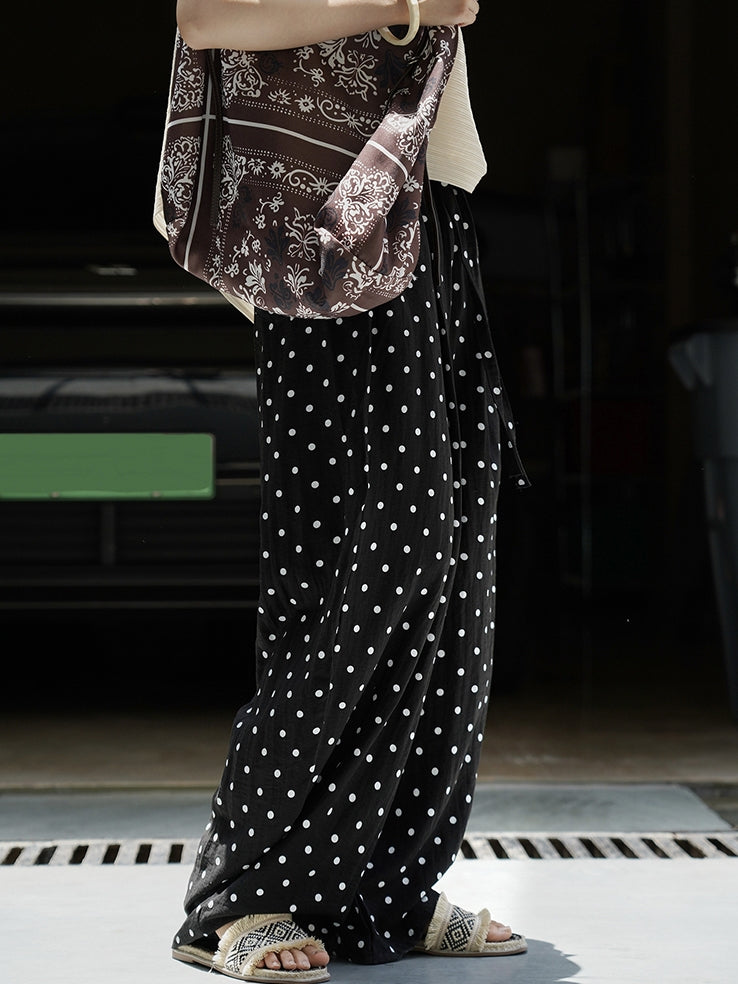 Polka-Dot Wide-Leg Draped Pants_BDHL7531