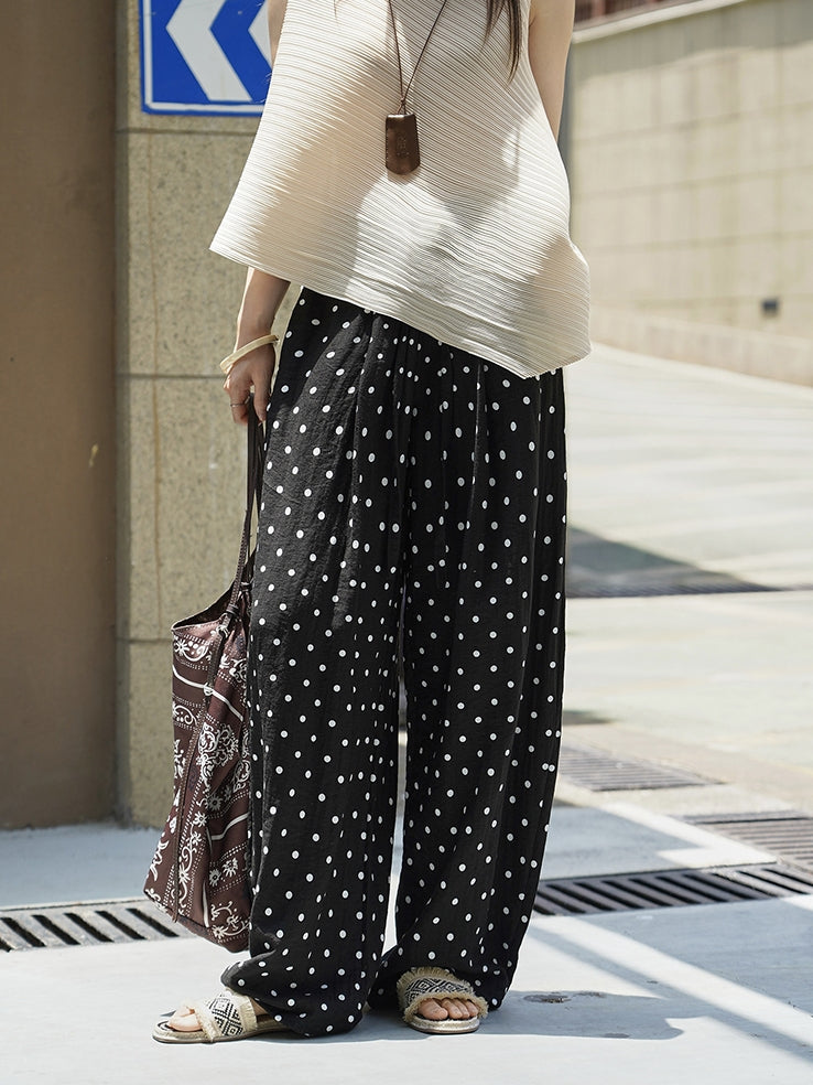 Polka-Dot Wide-Leg Draped Pants_BDHL7531