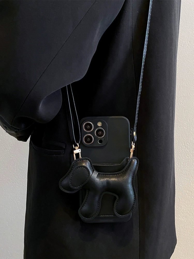Simple Puppy Card Holder Crossbody for iPhone Case_HL3304