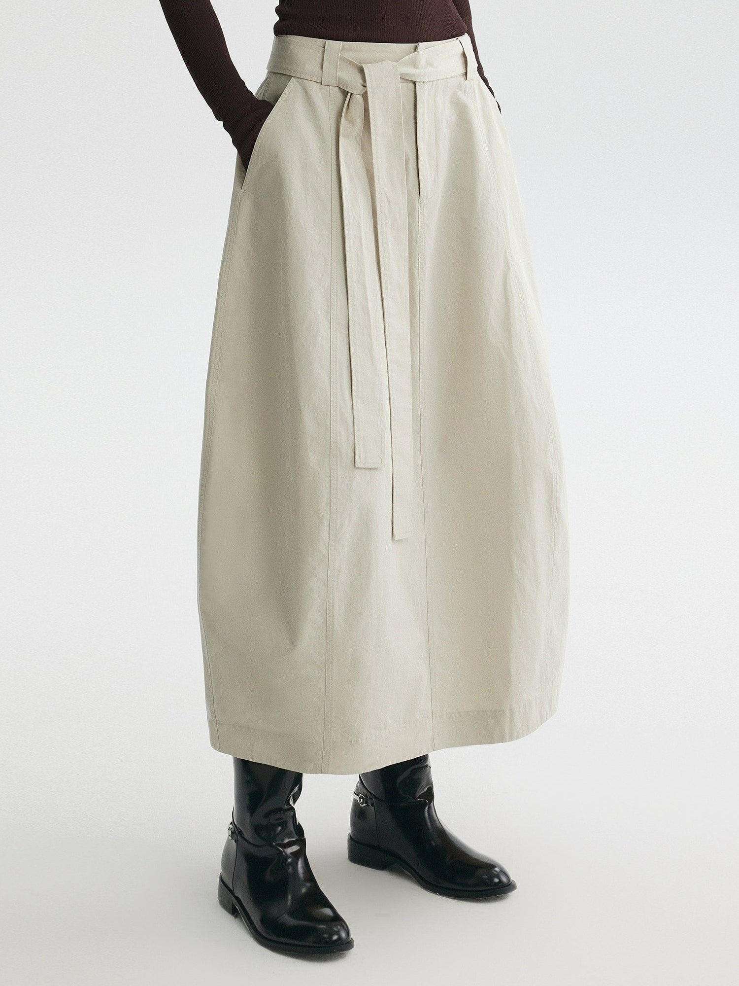 腰帶蕾絲長裙_BDHL7731