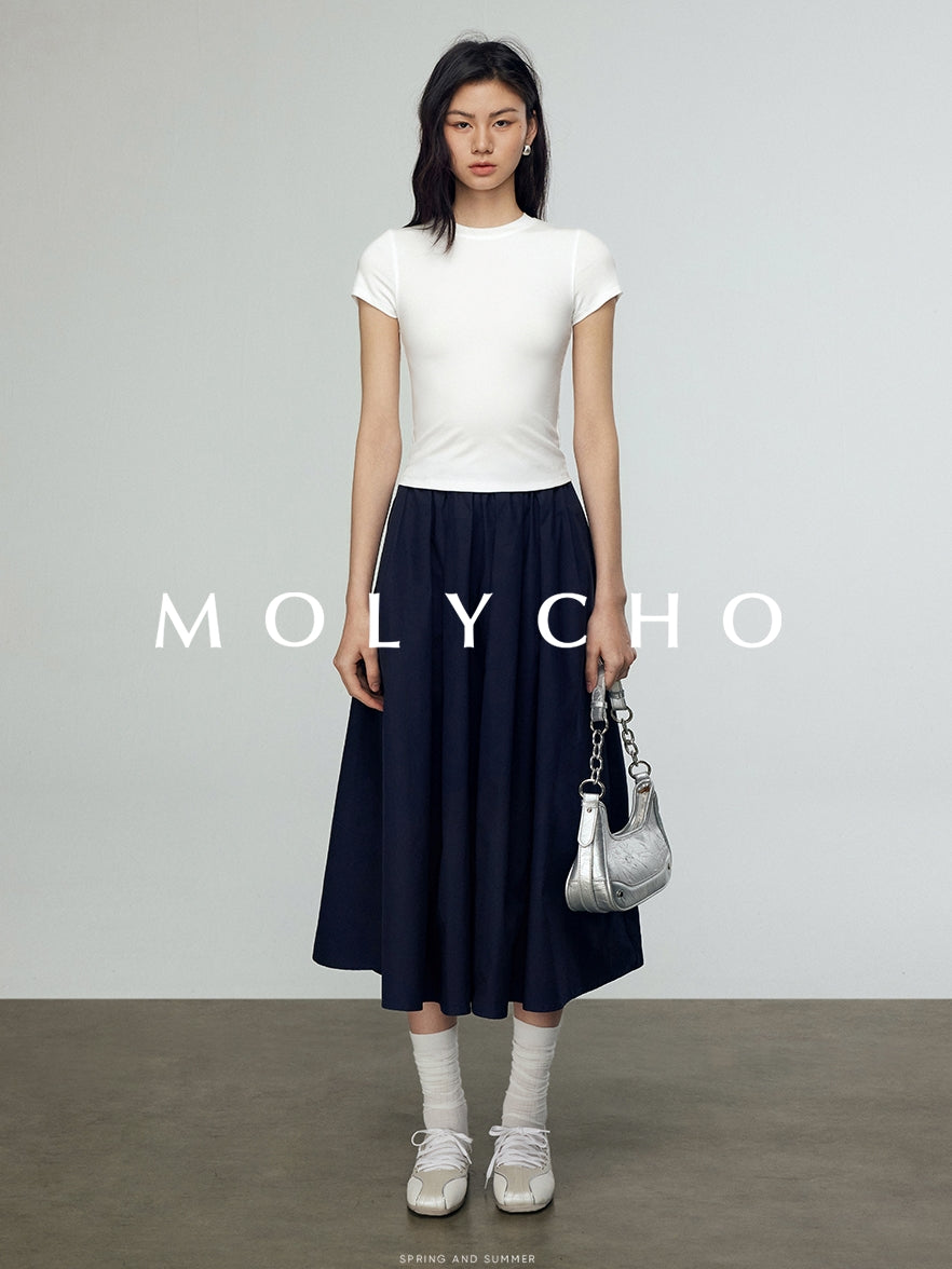 Loose A-Line Pleated Skirt_BDHL7244