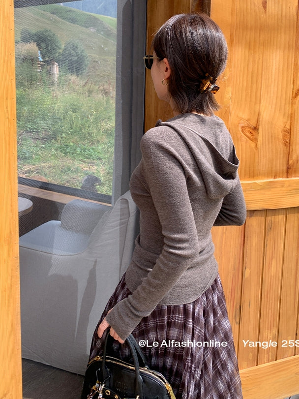 不規則格紋A字裙_BDHL7662