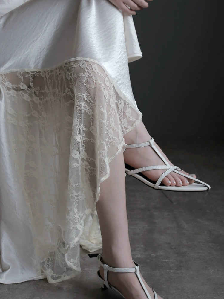 蕾絲邊緞面魚尾裙_BDHL7297