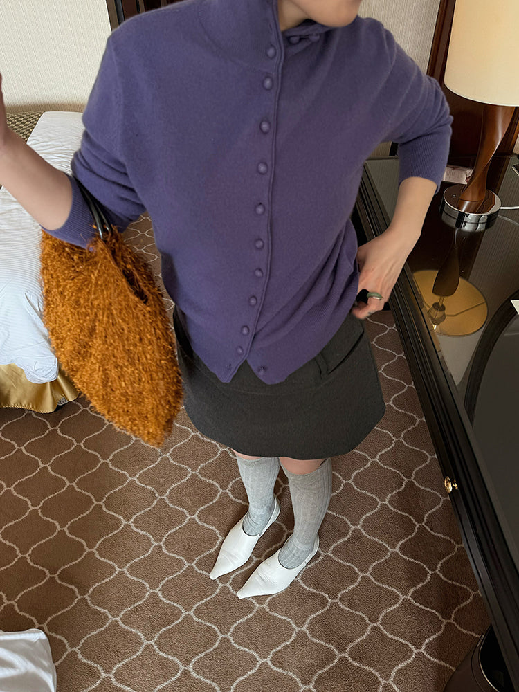 高領厚針織開襟衫_BDHL6825