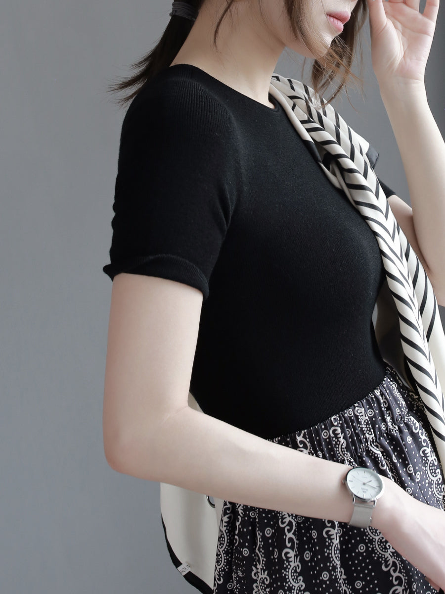 修身短袖針織上衣_BDHL7266