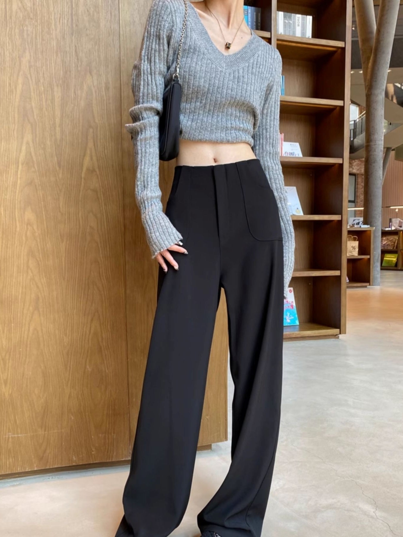 高腰垂墜寬褲_BDHL7124