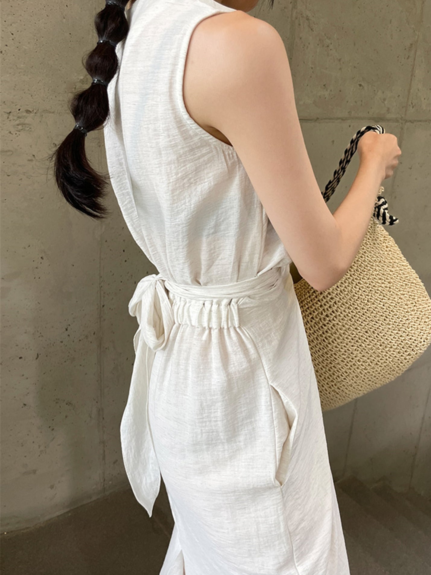 交叉肩帶無袖連身裙_BDHL7560