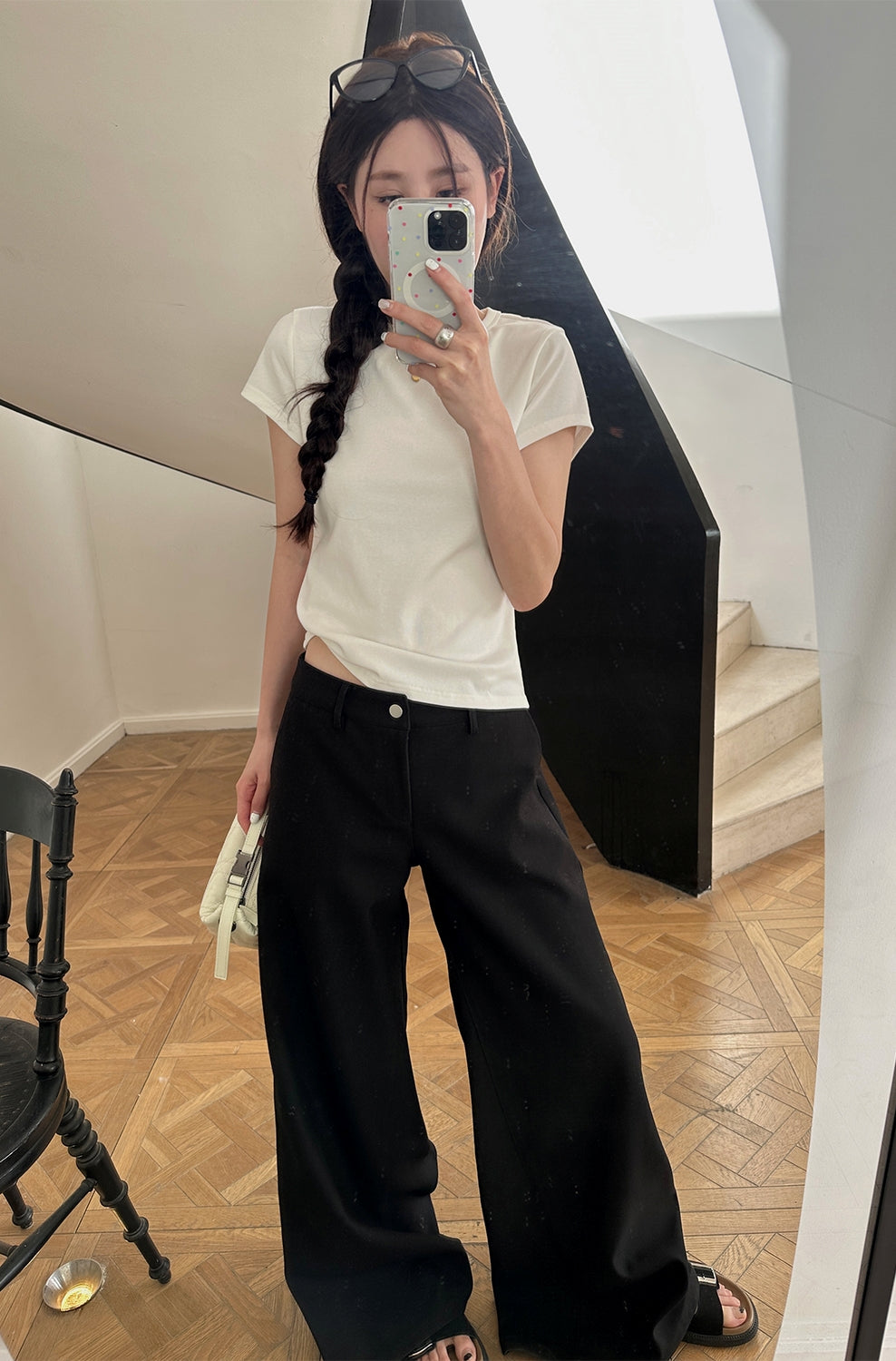Black Casual Mop Pants_BDHL7137