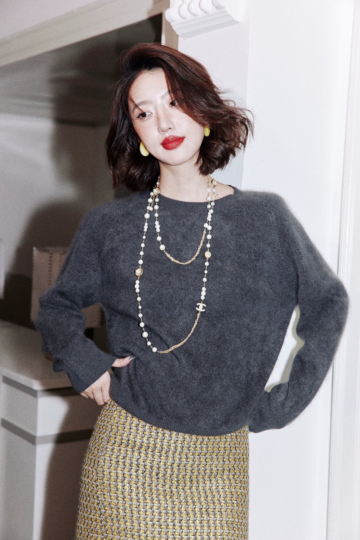 Brushed Knit V-Neck Top Or Round Neck Top Or Cardigan_BDHL7759