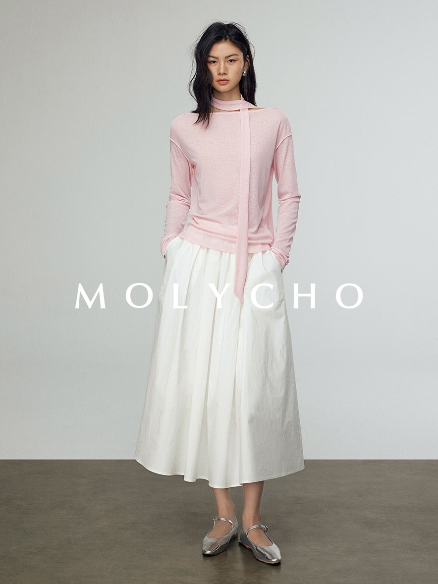 Loose A-Line Pleated Skirt_BDHL7244