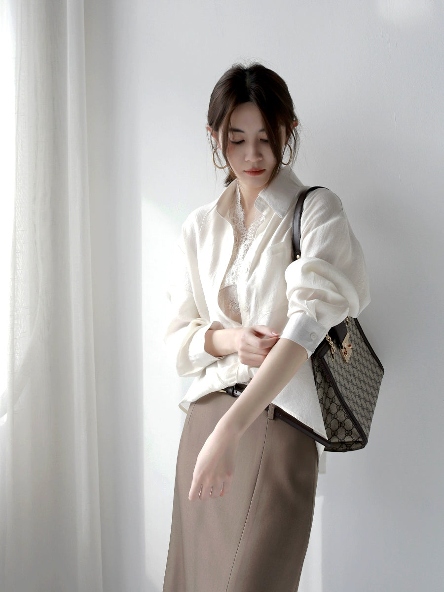 Twist Detail Lace Pullover Long Sleeve Shirt_BDHL7294