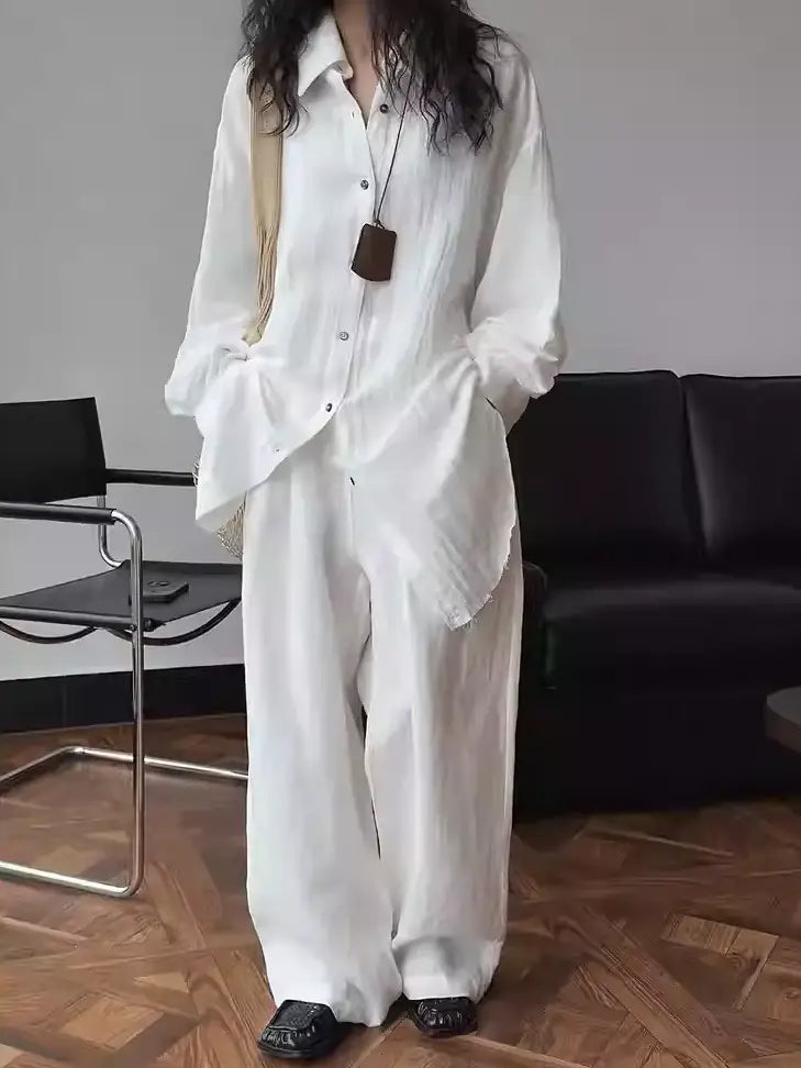 White Loose-Fitting Slim Shirt_BDHL7375