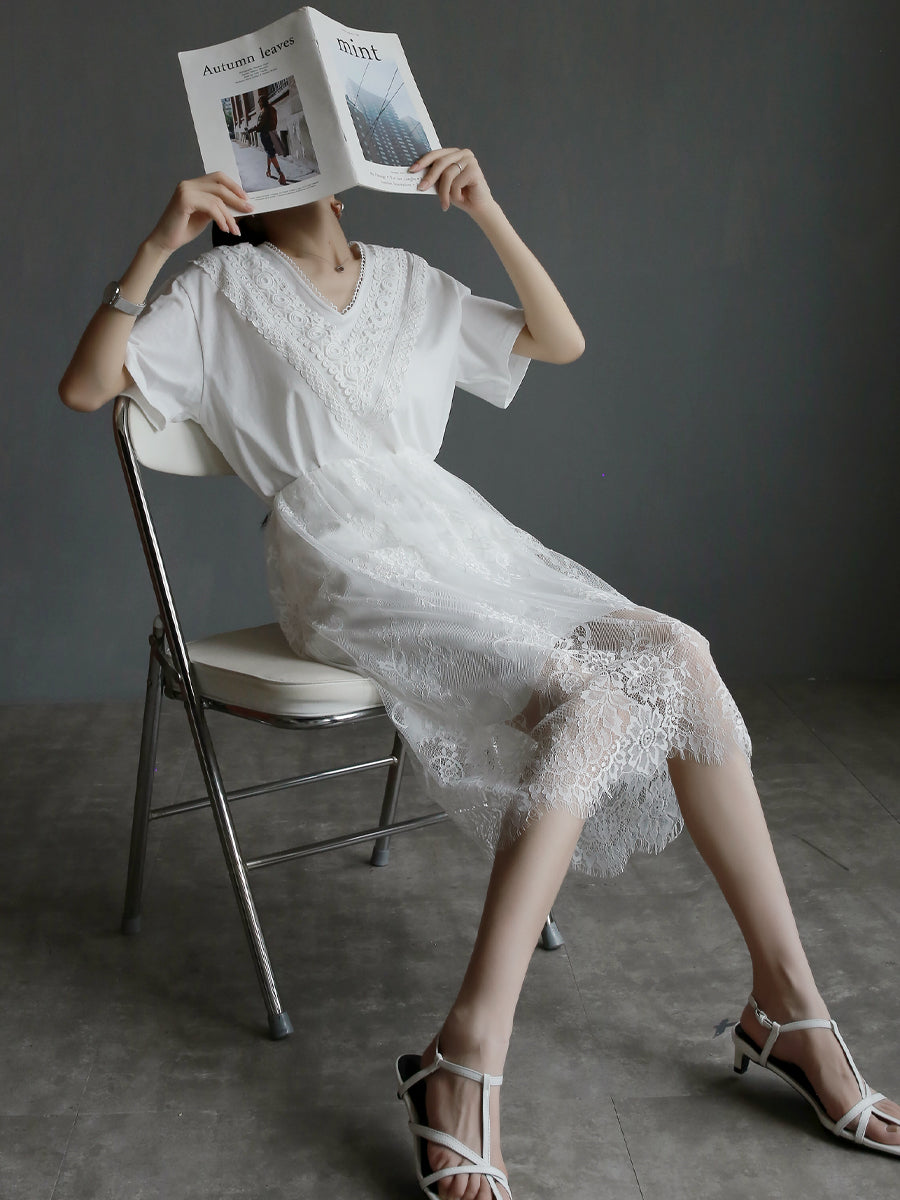 魚尾蕾絲長裙_BDHL7659