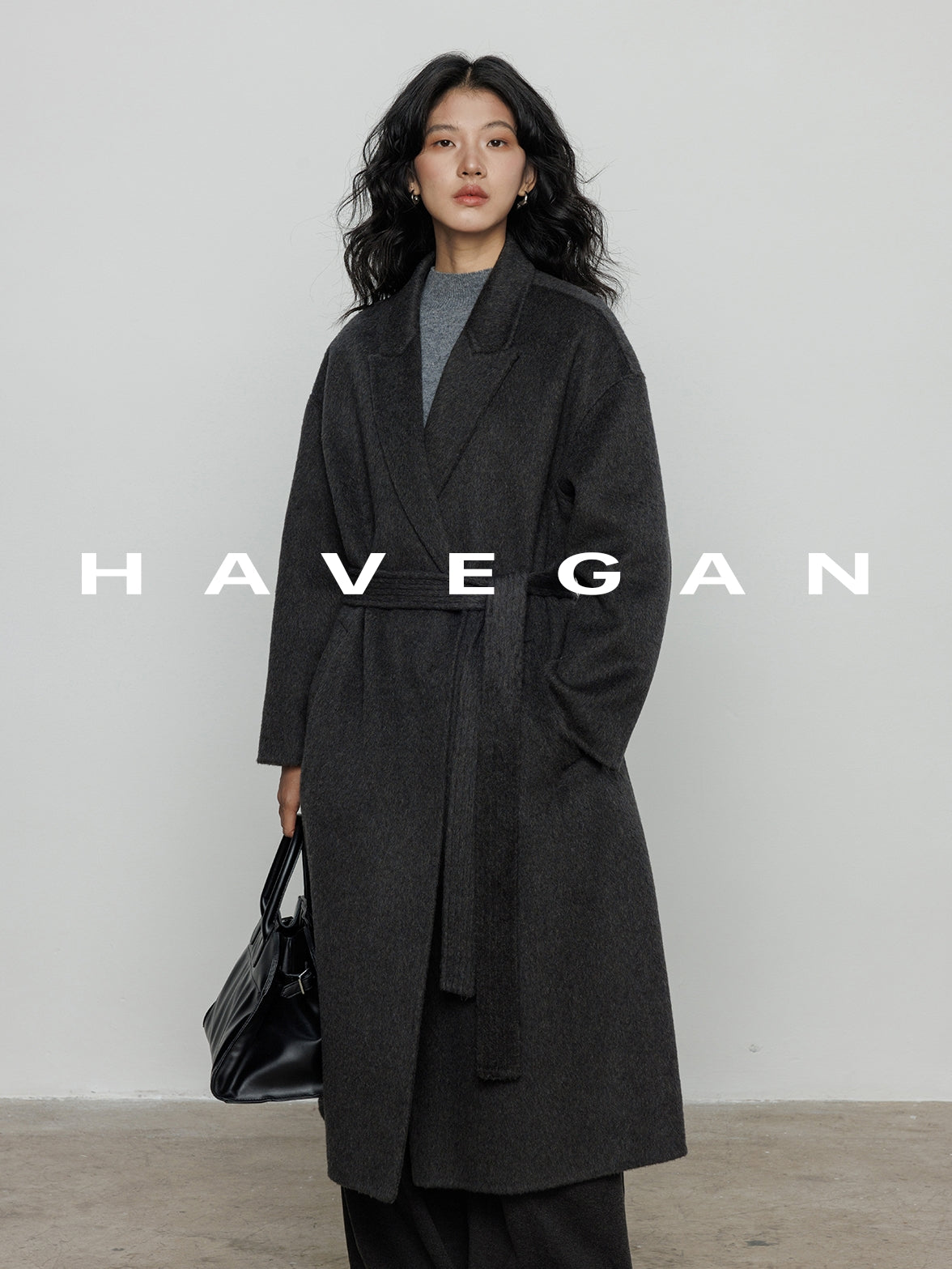 翻領腰帶長版大衣_BDHL7890