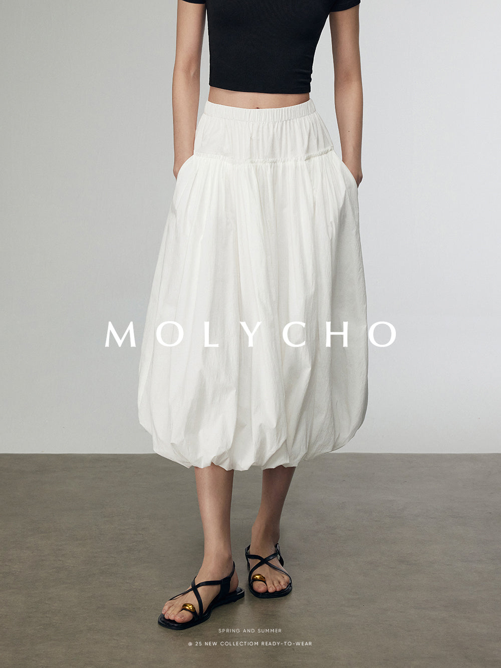 Pleated Bud Long Skirt_BDHL7206