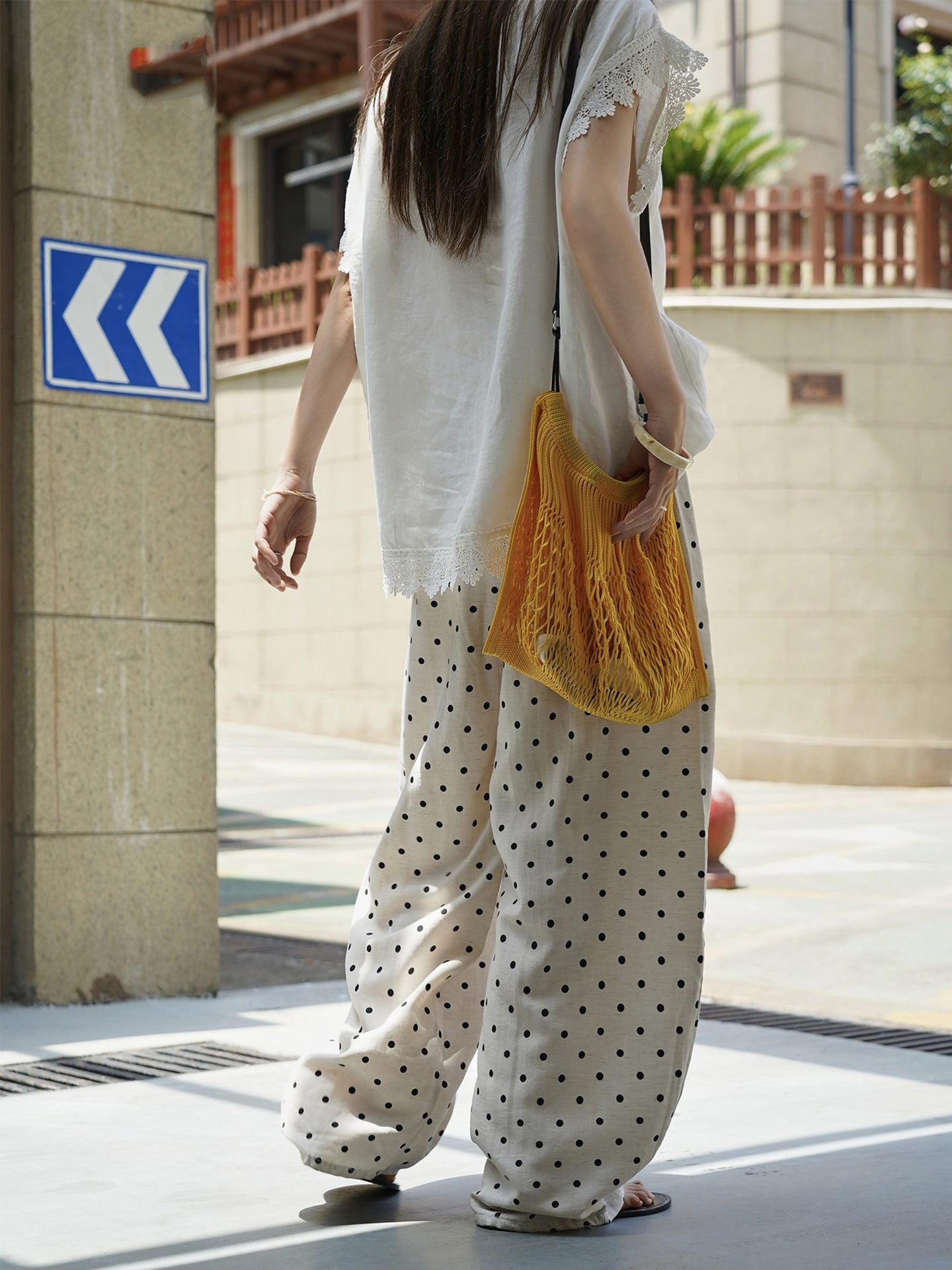 Polka-Dot Wide-Leg Draped Pants_BDHL7531