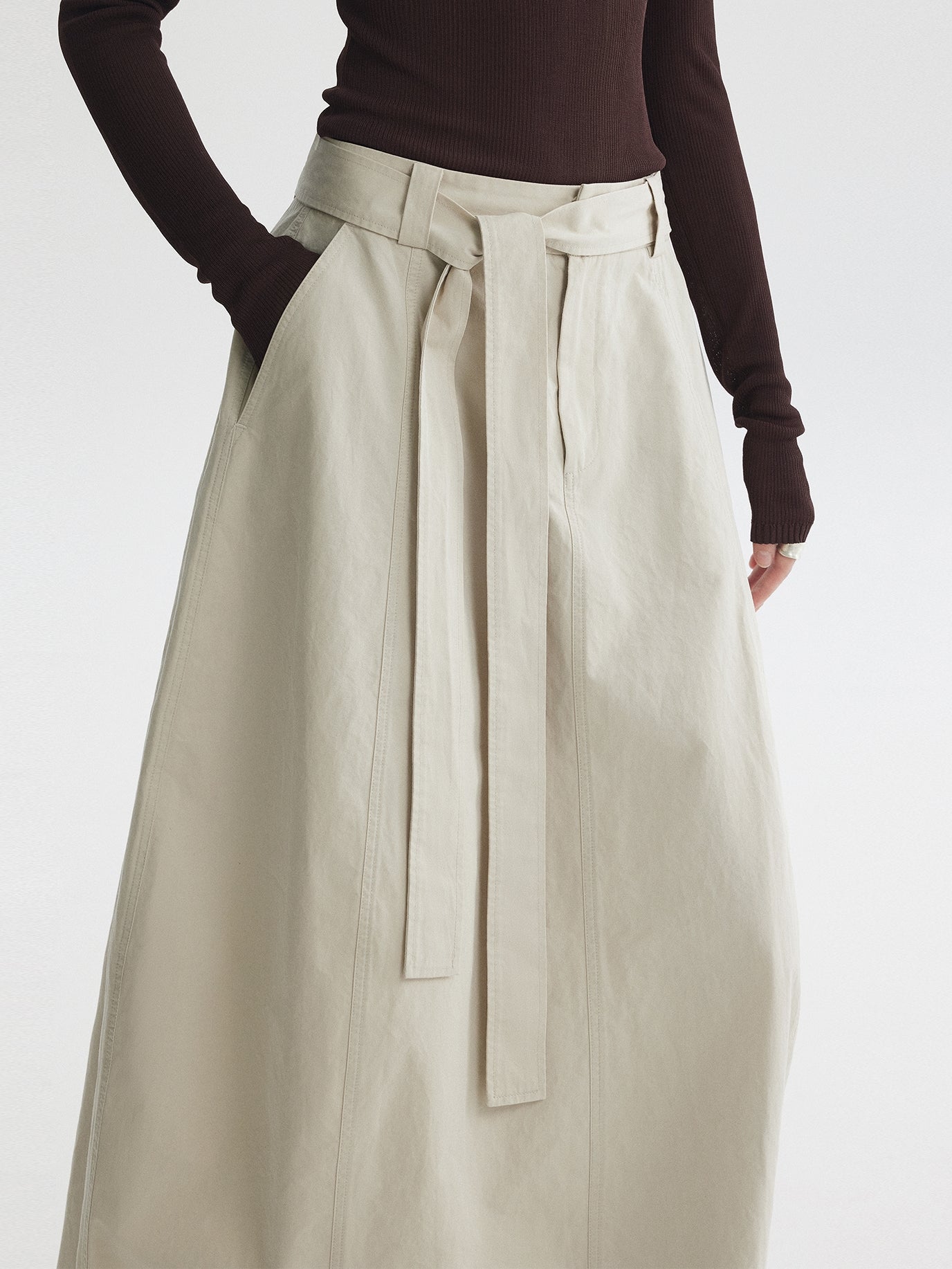 腰帶蕾絲長裙_BDHL7731