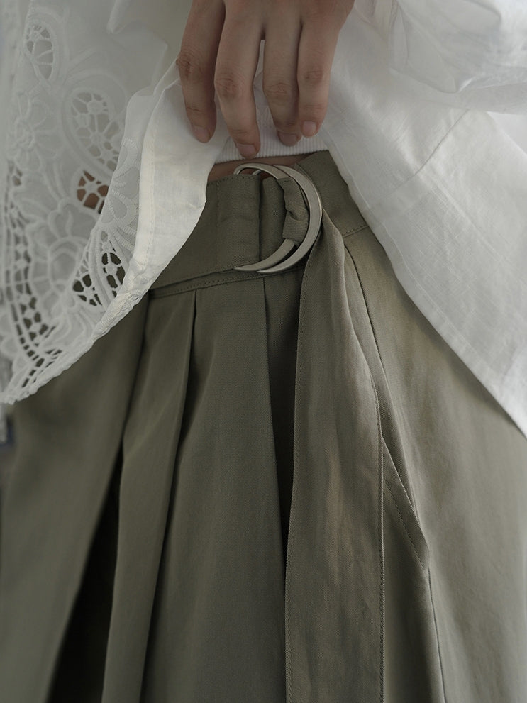 Diagonal-Belt Wide-Leg Pants_BDHL7769