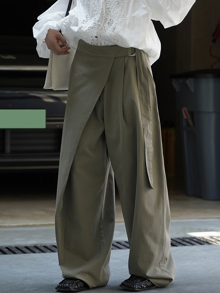 Diagonal-Belt Wide-Leg Pants_BDHL7769