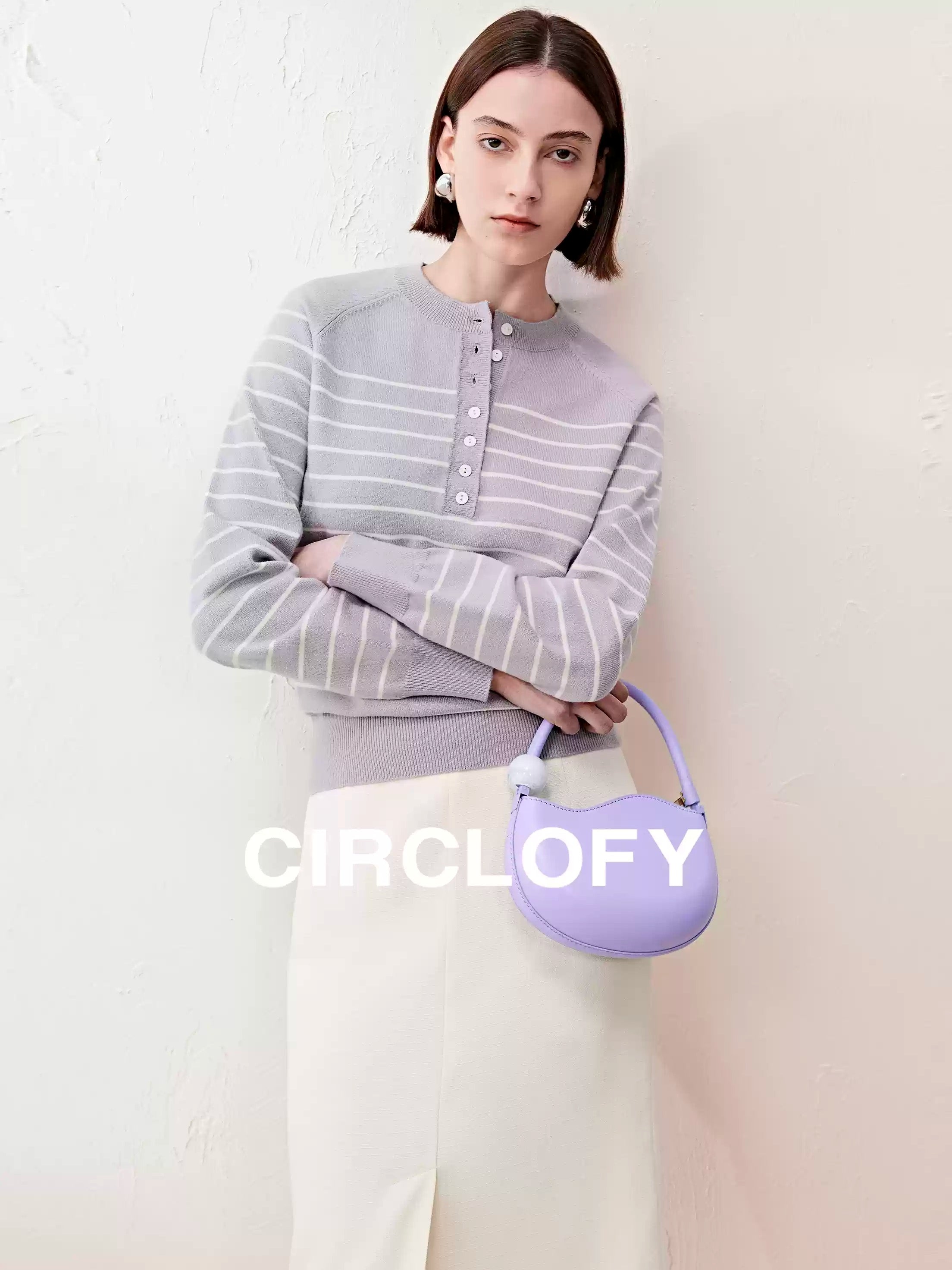 條紋亨利領針織上衣_BDHL7145