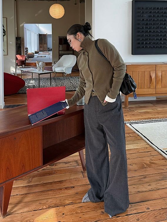 高領厚針織開襟衫_BDHL6825