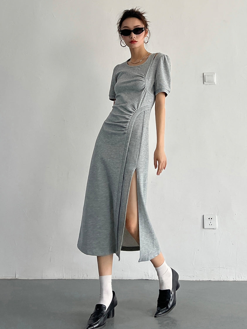 Slit Sleeveless Knit Dress_BDHL7569