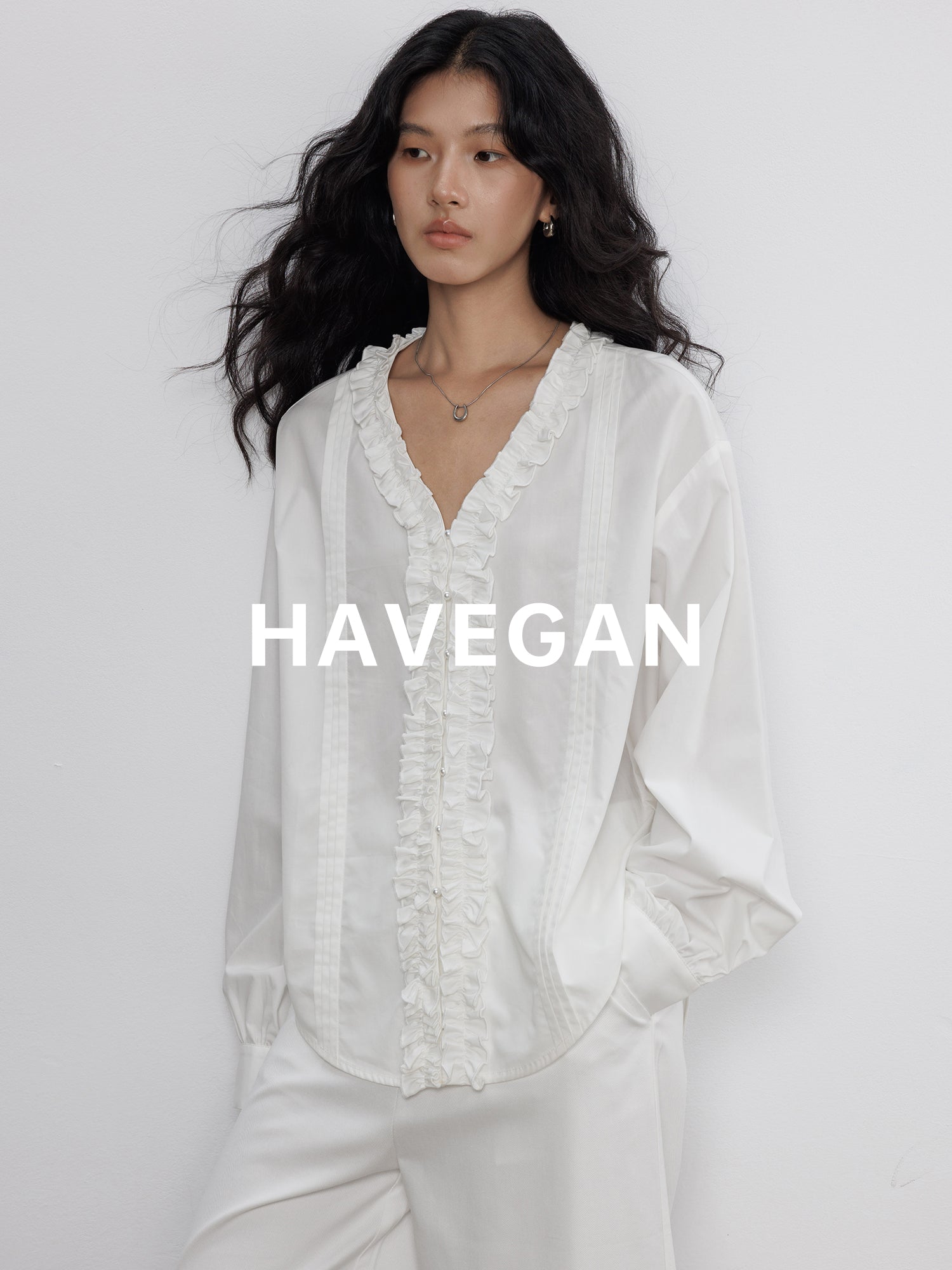 法式蕾絲V領襯衫_BDHL7786