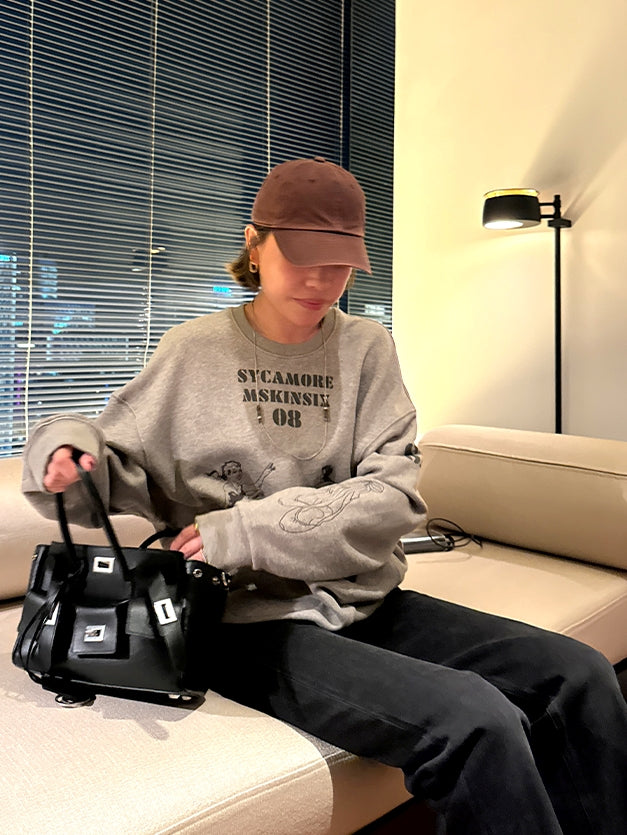 刺繡印花灰色衛衣_BDHL7842