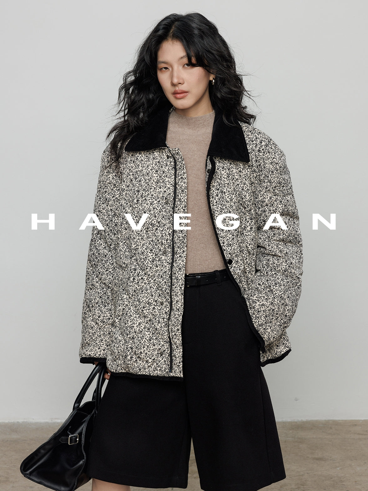 翻領花卉羽絨衣_BDHL7887